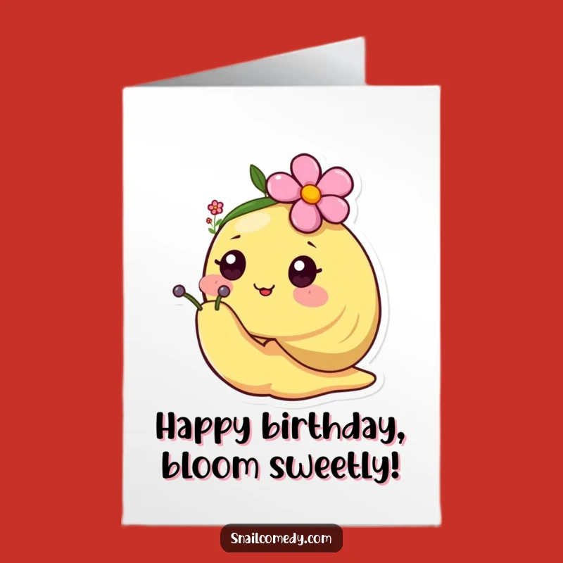 Adorable Free Printable Birthday Card: Kawaii Snail Flower Hat Downloadable