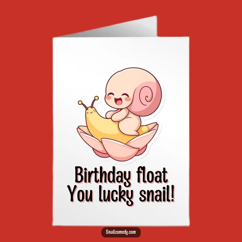 Free Printable Birthday Card: Giggling Snail Ride - Funny Downloadable Gift