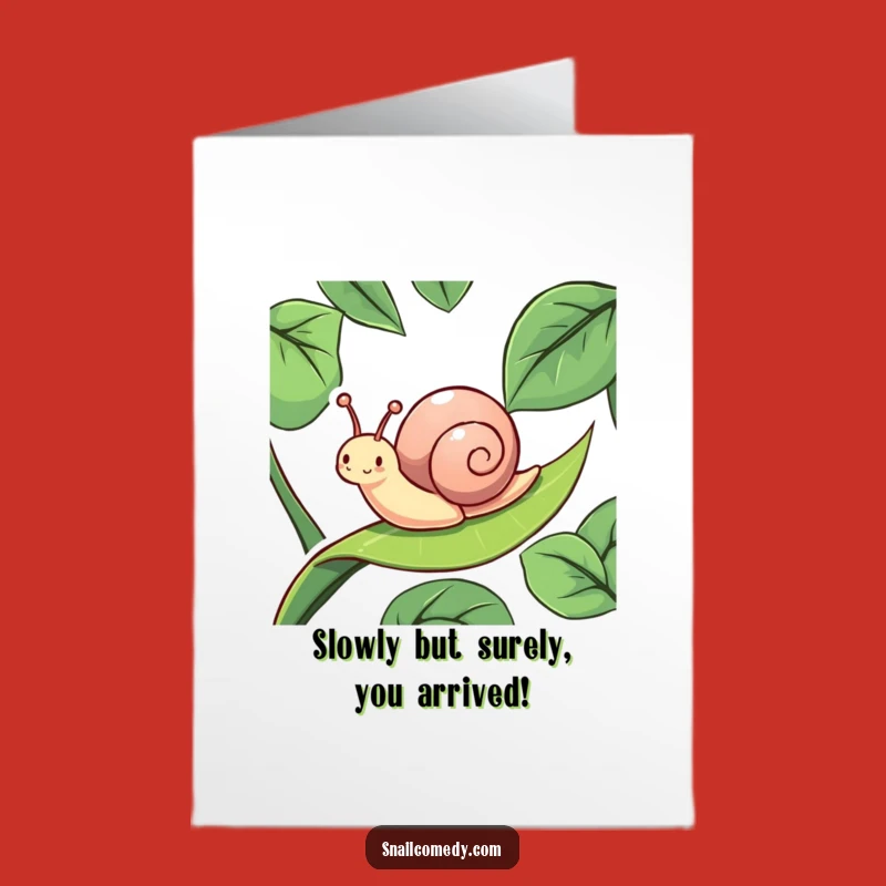 Free Printable Birthday Card: Funny Snail Sliding Joyfully - Instant Download Gift