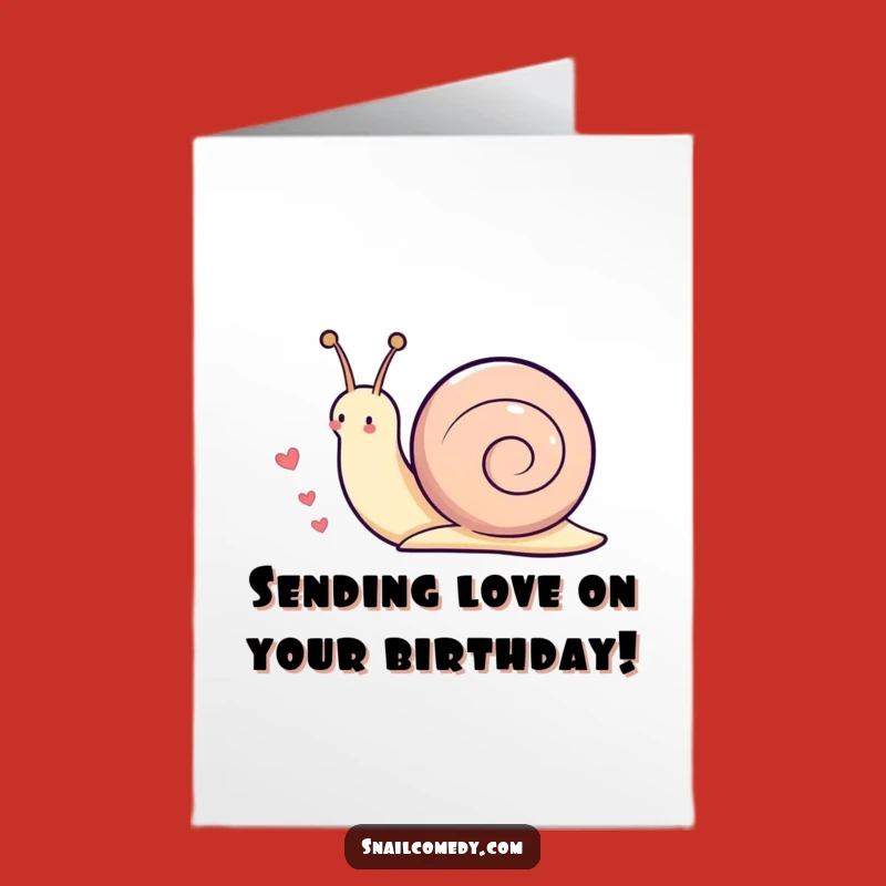Free Printable Birthday Card: Love Trail Kawaii Snail, Sweet Downloadable Gift for a Special Day