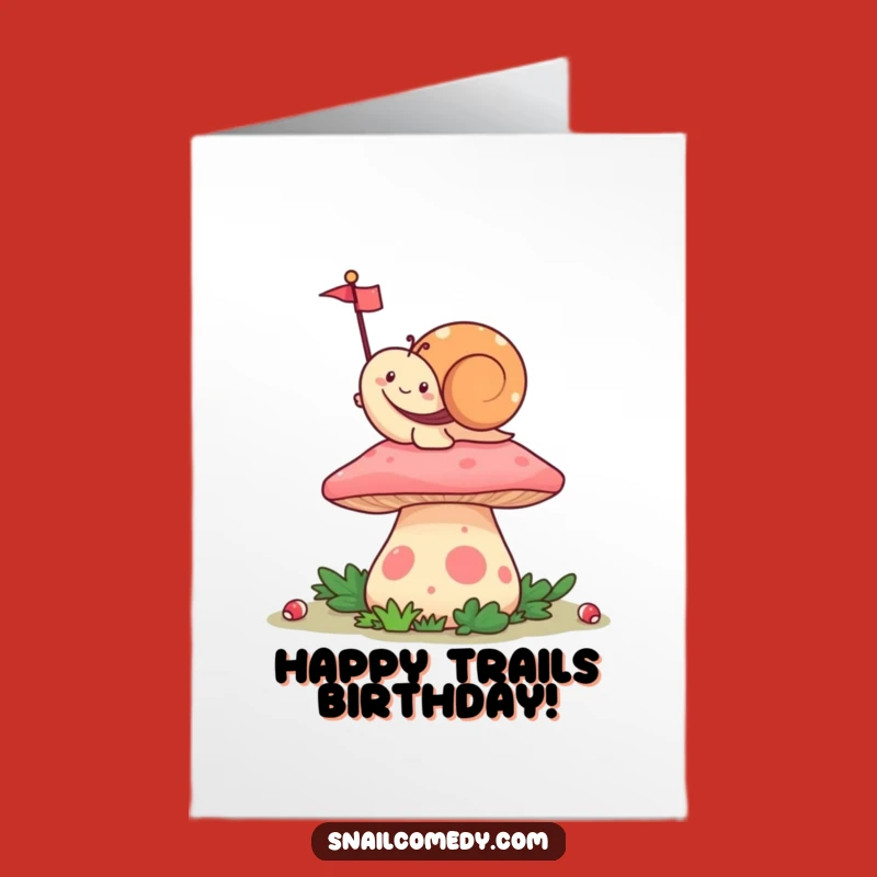 Free Printable Birthday Card: Waving Kawaii Snail, Funny Downloadable Gift