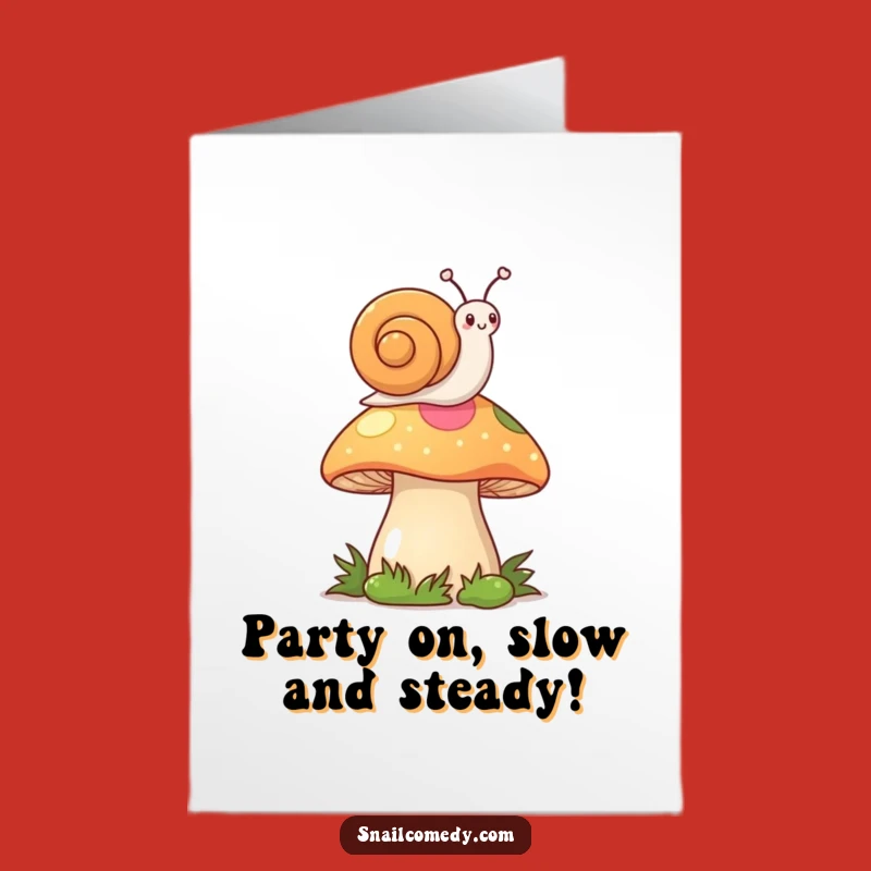 Free Printable Kawaii Snail Birthday Card: Mushroom Flag Fun Downloadable