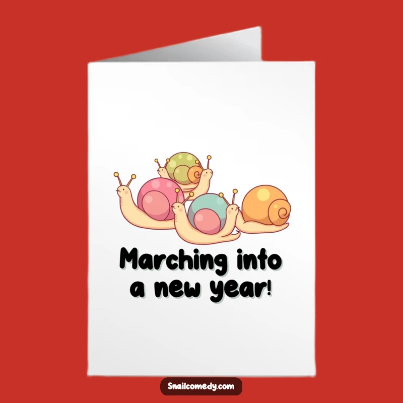 Funny Free Printable Birthday Card: Marching Snails Fun Downloadable Gift