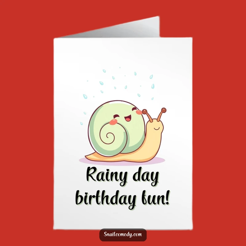 Free Printable Kawaii Snail Birthday Card: Rain Shower Delight Downloadable