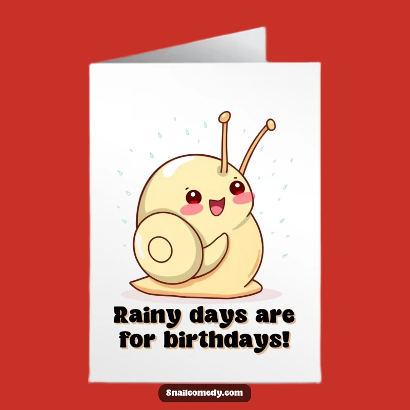 Free Printable Birthday Card: Kawaii Snail Showering Joy, Funny Downloadable Gift
