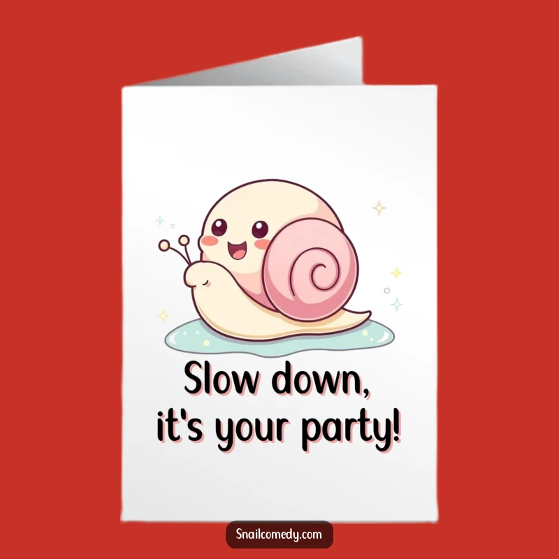 Free Printable Birthday Card: Happy Kawaii Snail Funny Downloadable Gift, Sparkle Trail wishes