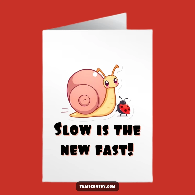 Funny Free Printable Birthday Card: Racing Snail & Ladybug Downloadable Gift