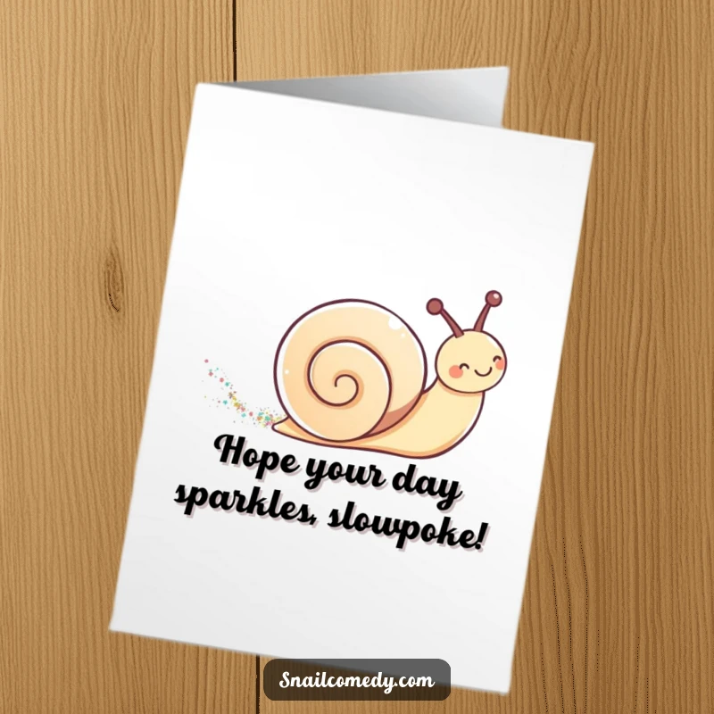 Cute Free Printable Birthday Card featuring a kawaii snail leaving a shimmering glitter trail, adding sparkle to birthday wishes.