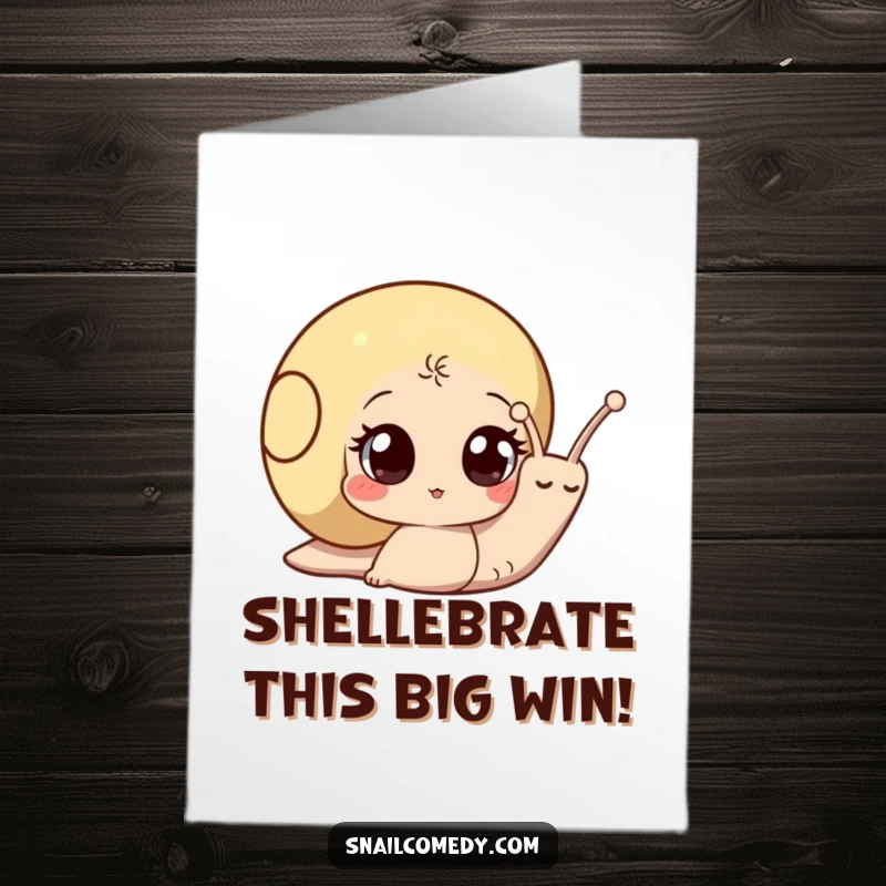Funny Free Printable Congrats Card: A curious snail peeks its head out of its shell, conveying surprise and congratulations.