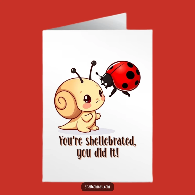Free Printable Congrats Card: Snail's Ladybug Discovery, Wonderous Success Downloadable