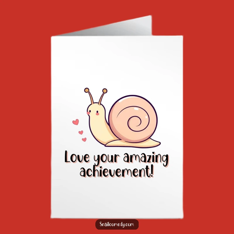 Free Printable Congrats Card: Heart Trail Kawaii Snail, Loving Downloadable Gift for Achievements