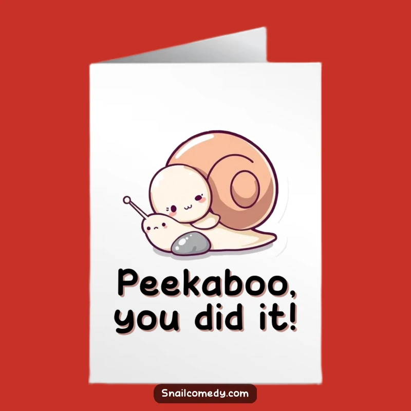 Free Printable Congrats Card: Sneaky Snail Hiding, Charming Downloadable Gift