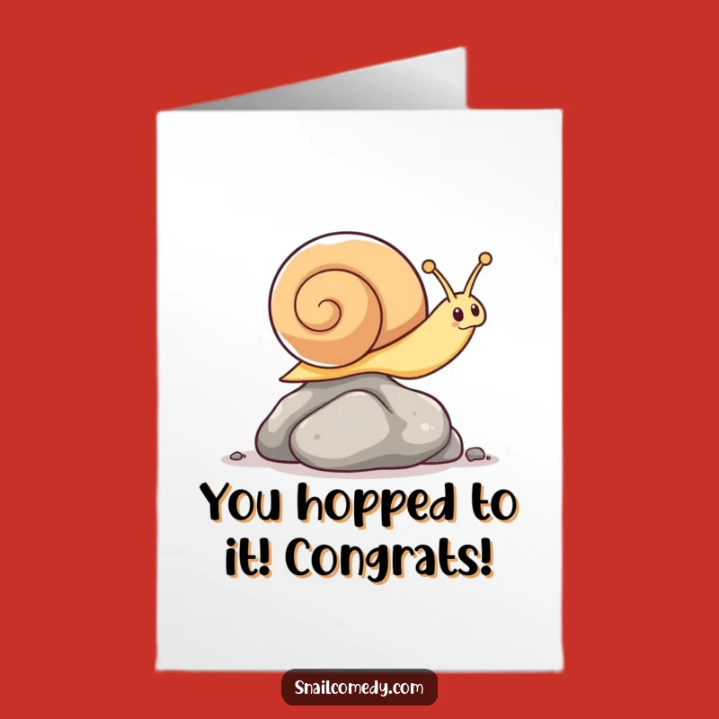 Free Printable Congratulations Card: Kawaii Snail Leap - Funny Downloadable Gift!