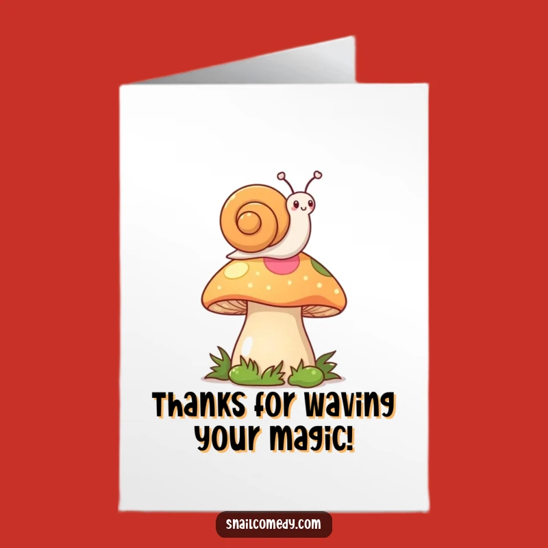 Free Printable Kawaii Snail Thank You Card: Mushroom Gratitude Downloadable