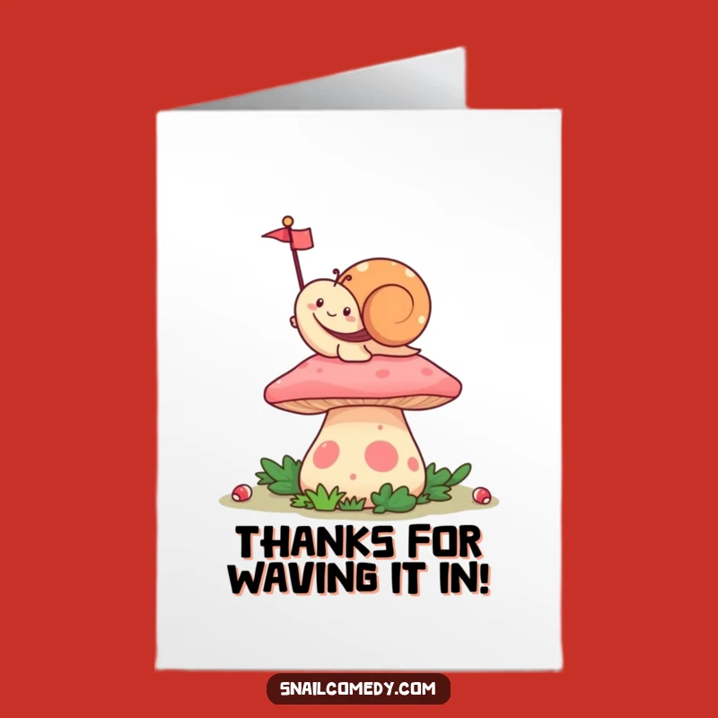 Free Printable Thank You Card: Waving Kawaii Snail, Funny Downloadable Gift
