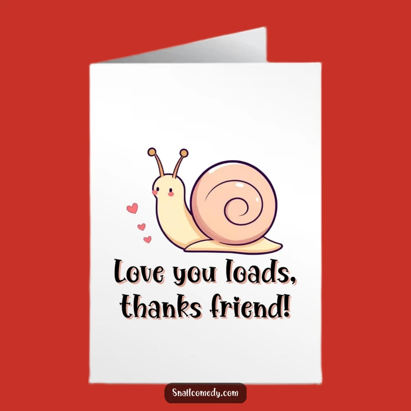 Free Printable Thank You Card: Heart Trail Kawaii Snail, Sweet Downloadable Gift of Love