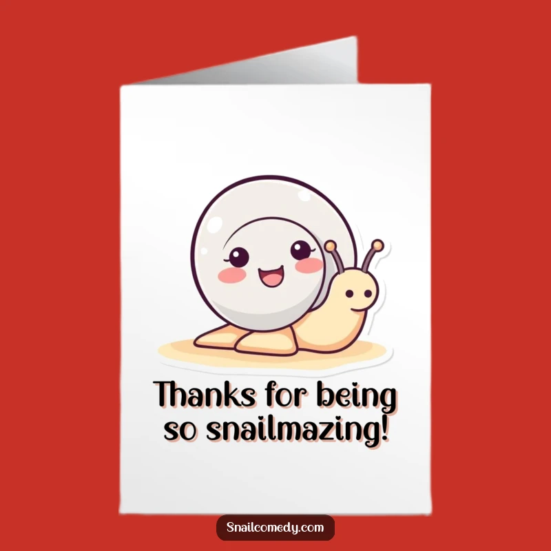 Free Printable Thank You Card: Smiling Snail Shell Peek - Express Gratitude with Humor, Downloadable