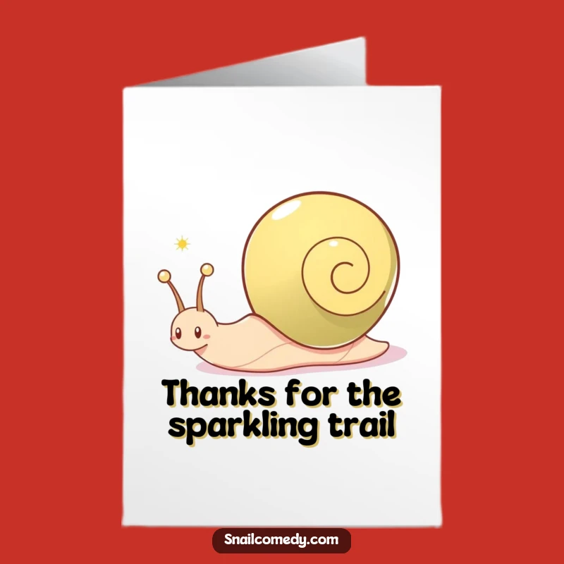 Free Printable Thank You Card: Funny Snail Trail, Grateful Downloadable Gift with Sparkle