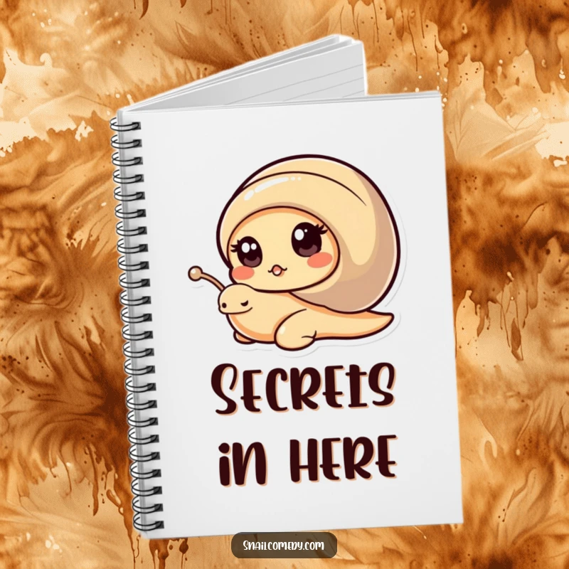 Funny Kawaii Snail Notebook: Adorable snail peeking from shell with curious eyes, ideal for funny gift notes.