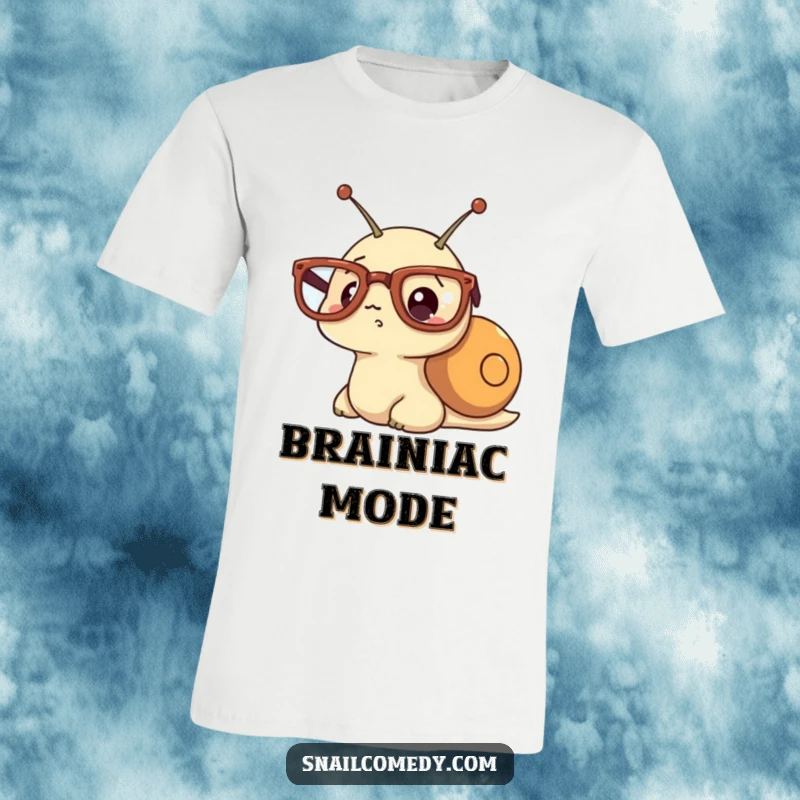 Funny kawaii snail t-shirt featuring a snail wearing oversized glasses and a look of pure surprise.