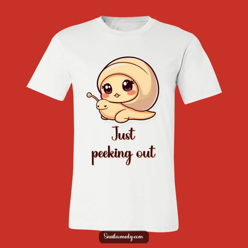 Funny Kawaii Snail T-Shirt: Peeking Snail with Curiosity, Cute Funny Gift