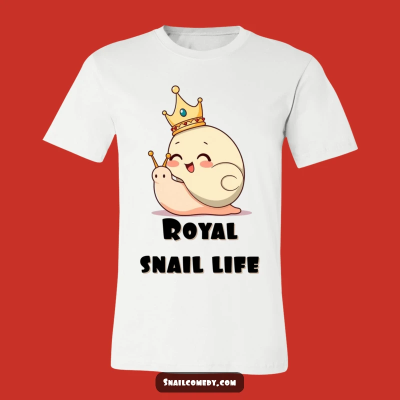 Funny Snail King T-Shirt: Giggling Ruler with Crown Tee for Regal Humor