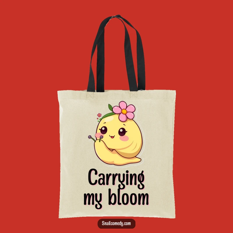 Funny Happy Kawaii Snail Flower Hat Tote Bag - Cheerful Bloom & A Sweet Carry-all