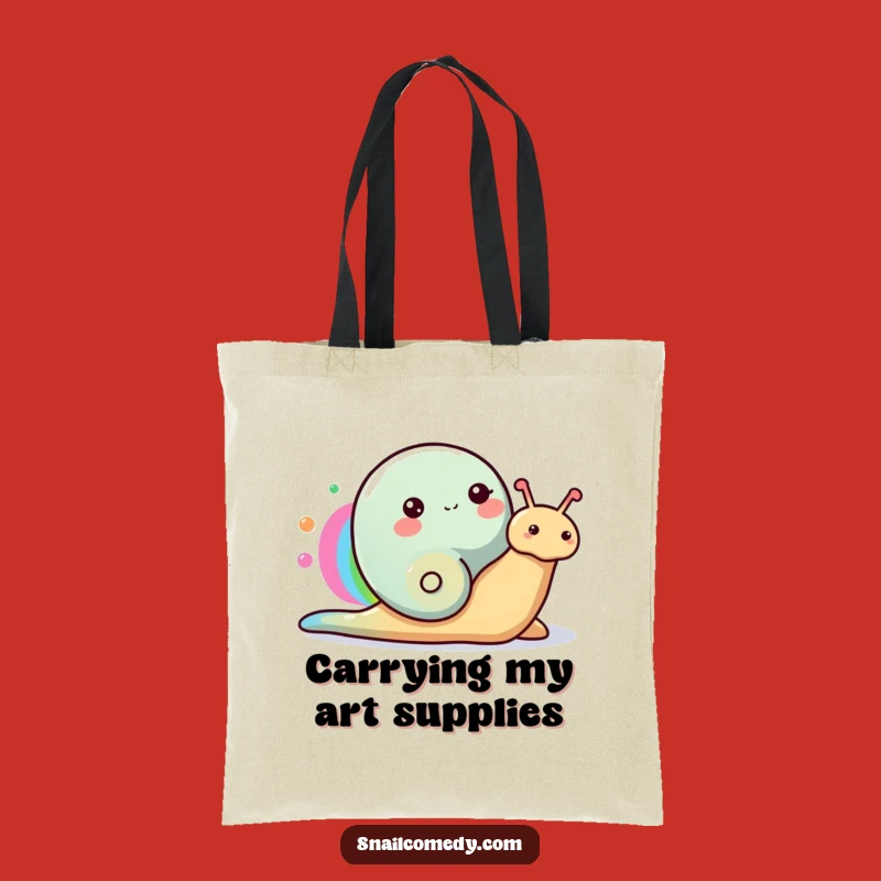 Funny Happy Snail Tote Bag, Rainbow Art Carry-All, Colorful Gift