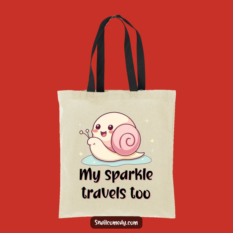 Funny Kawaii Snail Sparkle Trail Tote Bag: Carry Your Sunshine Everywhere