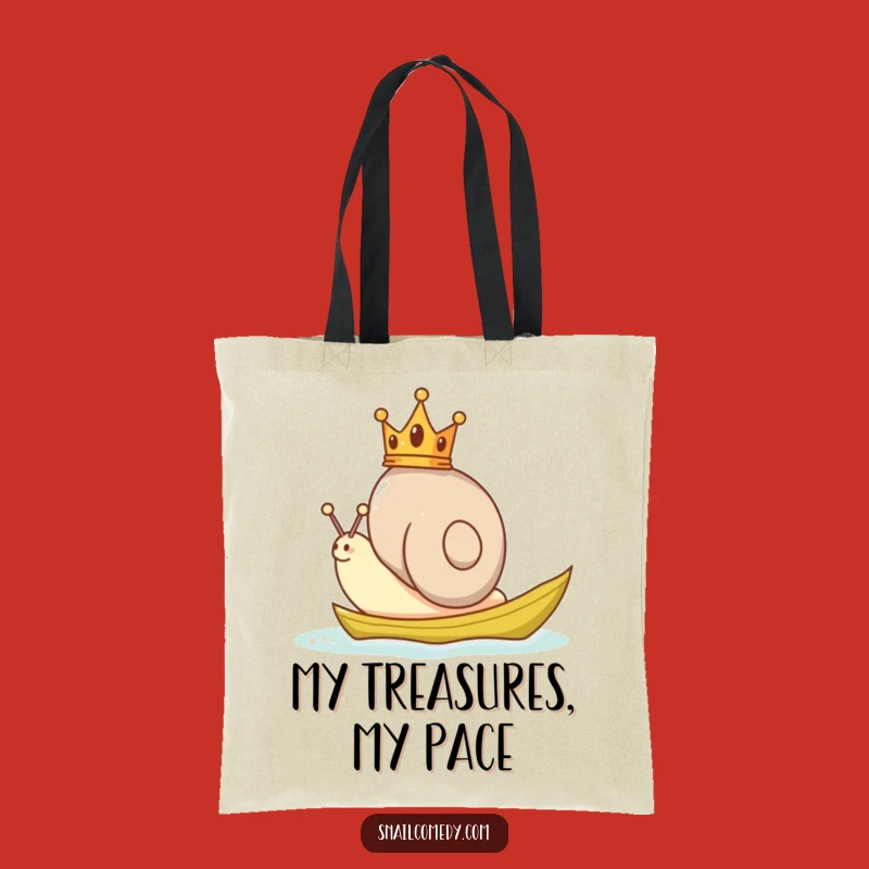 Funny Snail Crown Tote Bag, Royal Leaf Boat Carry-All, Charming Gift