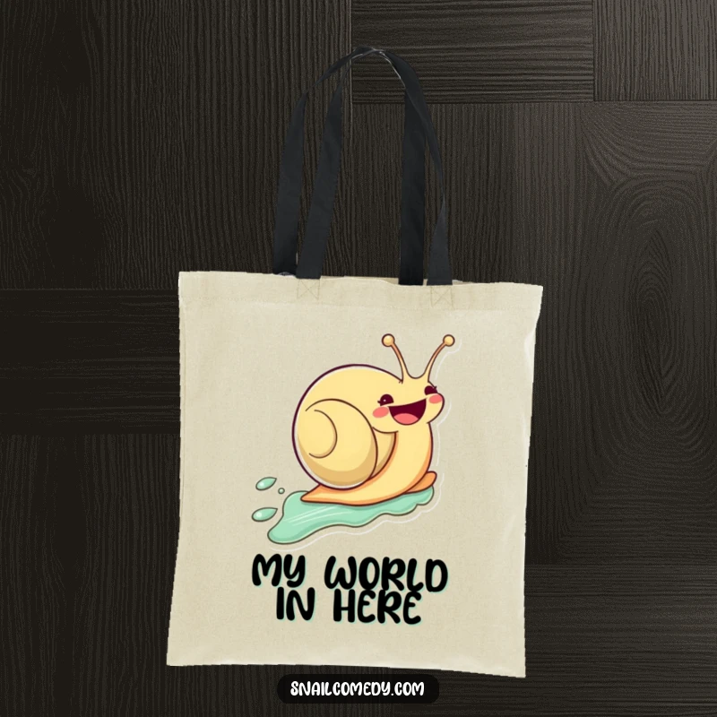 Funny Kawaii Snail Tote Bag: Happy zooming snail on slime trail, stylish and practical funny gift.